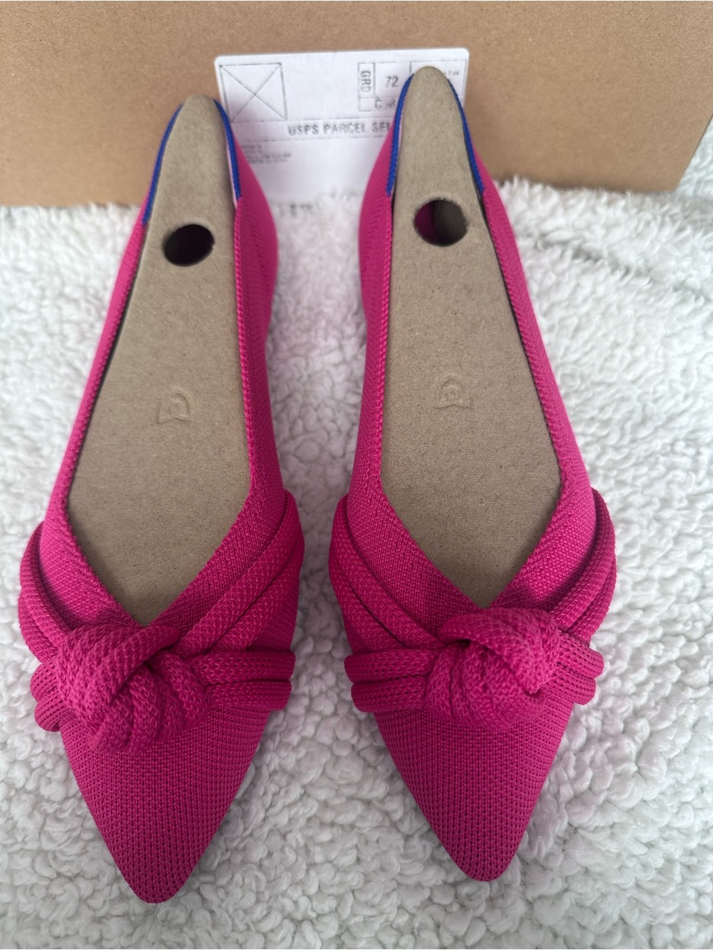 Rothy's Hot Pink Pointed-Toe Knot Flats - Picture 2 of 10